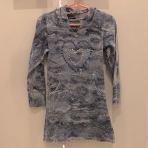 U GO GIRL hoodie tunic. Blue tie dye.